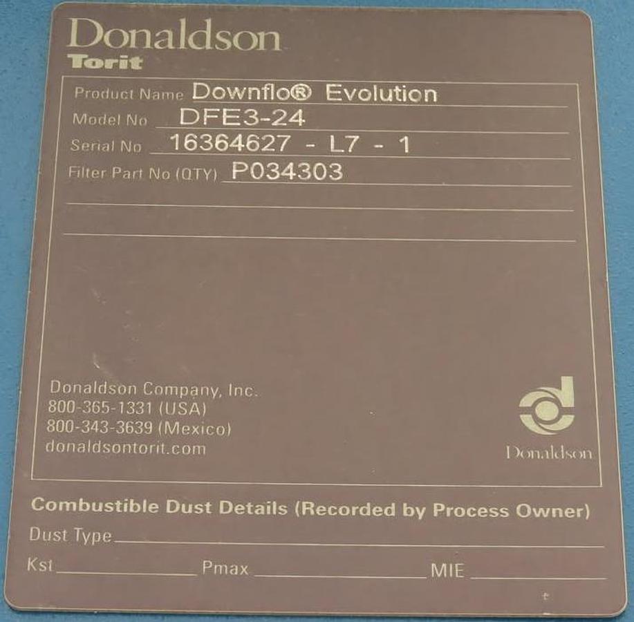 Used Donaldson Torit Downflo Evolution DFE3-24 24-Cartridge Dust Collector 18000 CFM
