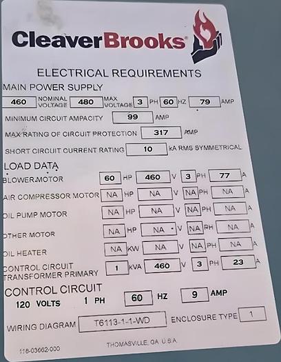 Used 500 HP Cleaver Brooks 250 PSI Steam Boiler 2017 Model CBEX-E 700-500-250ST