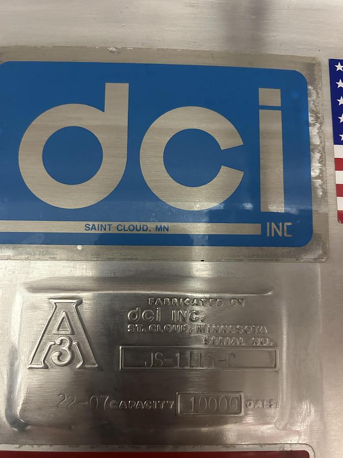 Used DCI Inc. Stainless Steel Storage Tanks Group of 3  6000 & 10000 Gallon Agitated CIP-Ready