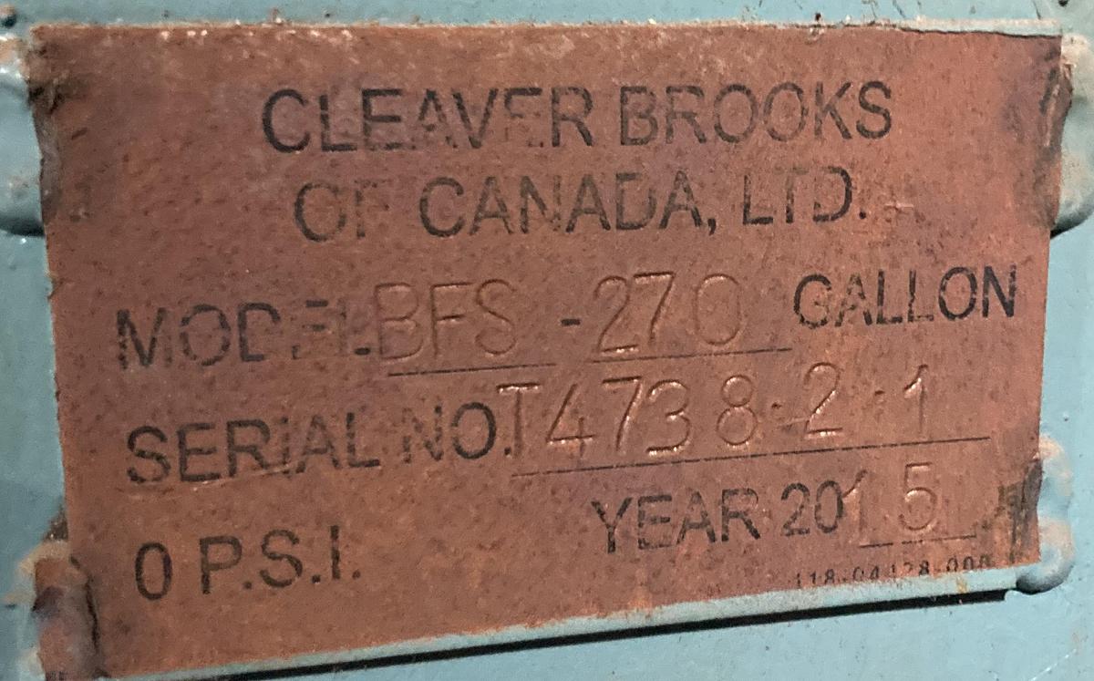 Used Cleaver-Brooks 100 HP 300 PSI Steam Boiler System + Feedwater Tank (2015)