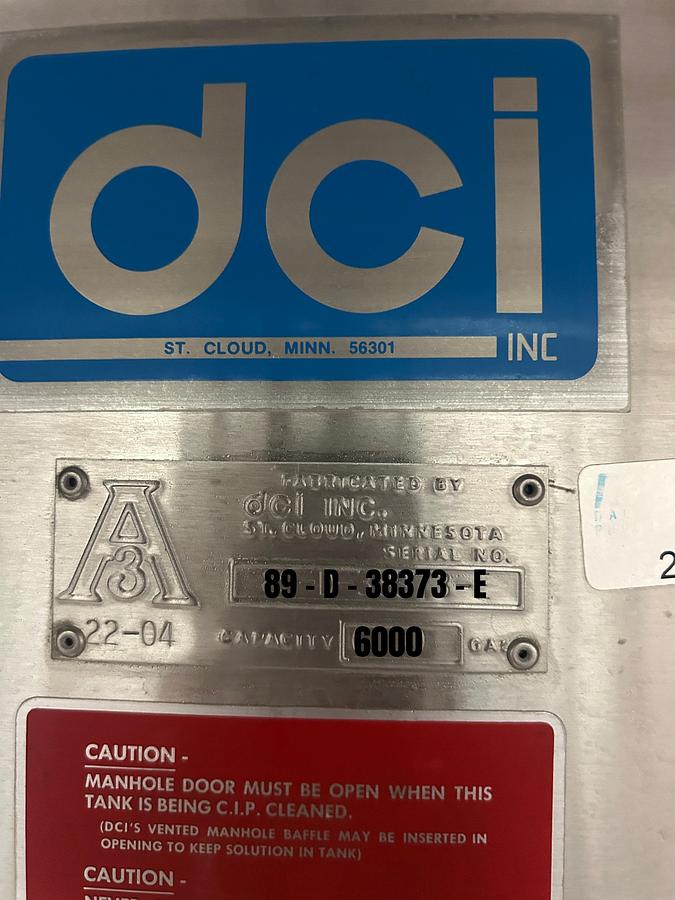 Used DCI Inc. Stainless Steel Storage Tanks Group of 3  6000 & 10000 Gallon Agitated CIP-Ready