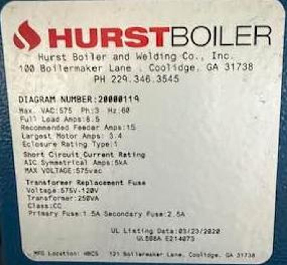 Used Unilux Flexible Water Tube Boiler 12400 MBH Natural Gas 15 PSIG ZF1200LS 2020