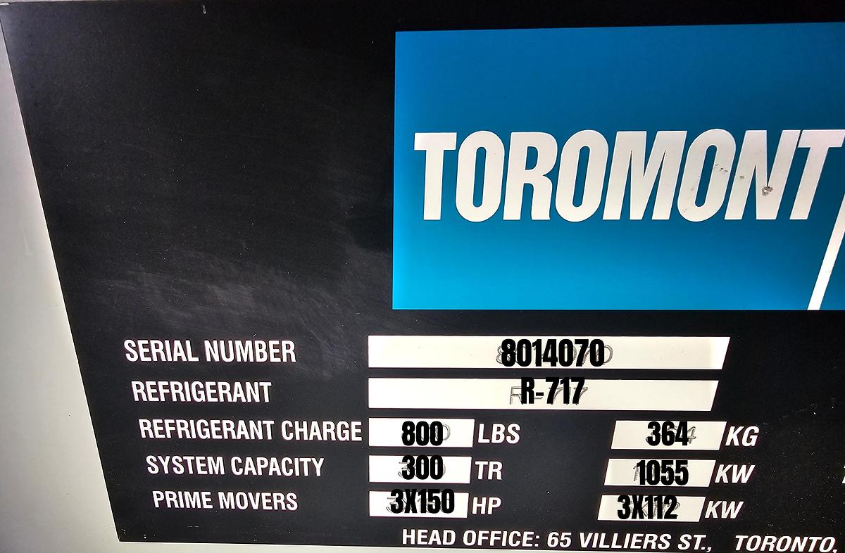 Used Toromont CIMCO Industrial Refrigeration System - 300 Ton Capacity with Heat Exchangers (2010)