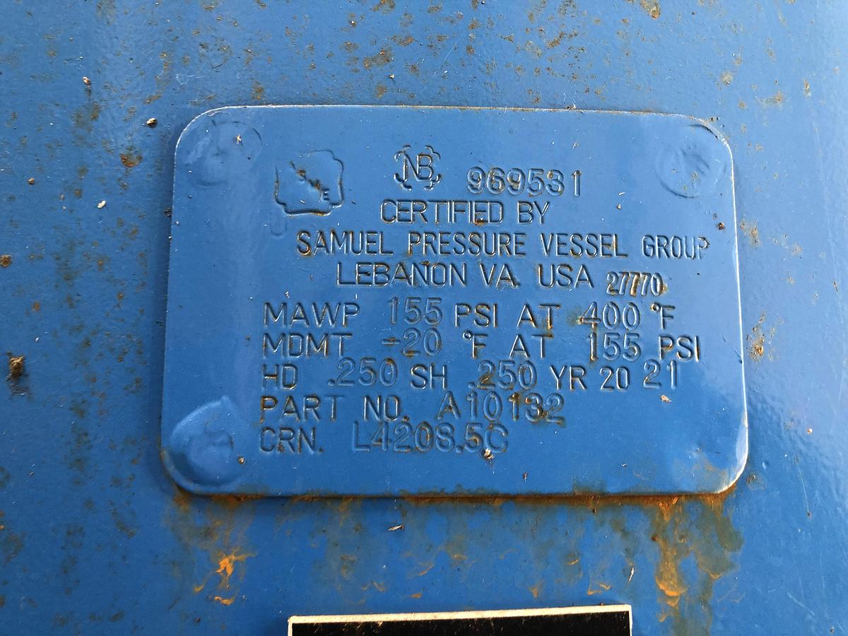 Used Samuel Pressure Vessel Air Receiver Tank AR-8201