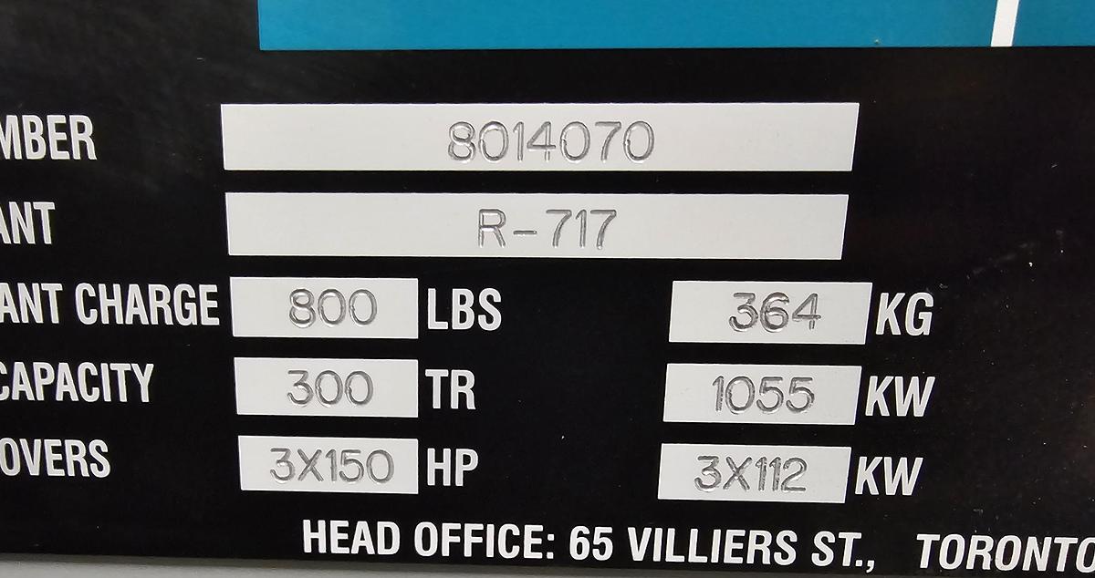 Used Toromont CIMCO Industrial Refrigeration System - 300 Ton Capacity with Heat Exchangers (2010)