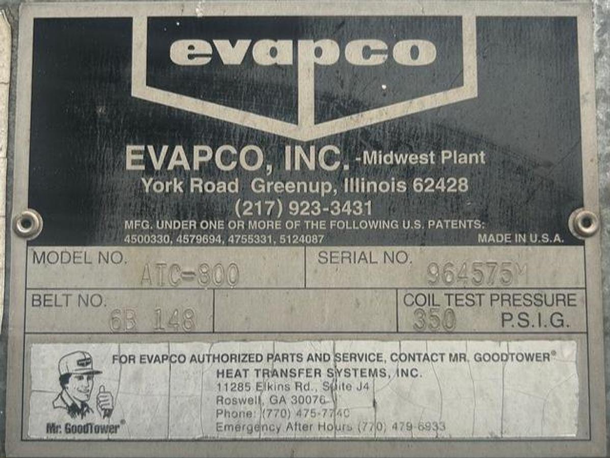 Used Evapco ATC-800 Induced Draft Cooling Tower - Model ATC-800 - Lot of 2 Units