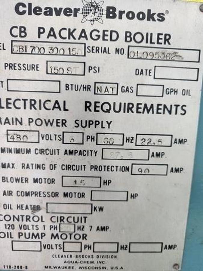 Used Cleaver Brooks CBI700-300-150