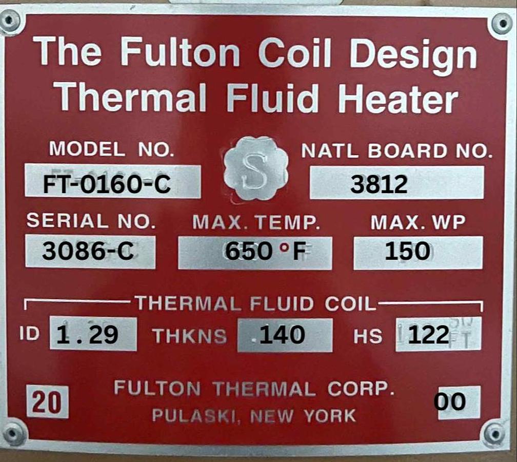 Used Fulton Thermal Fluid Heater – FT-0160-C (Coil Design)