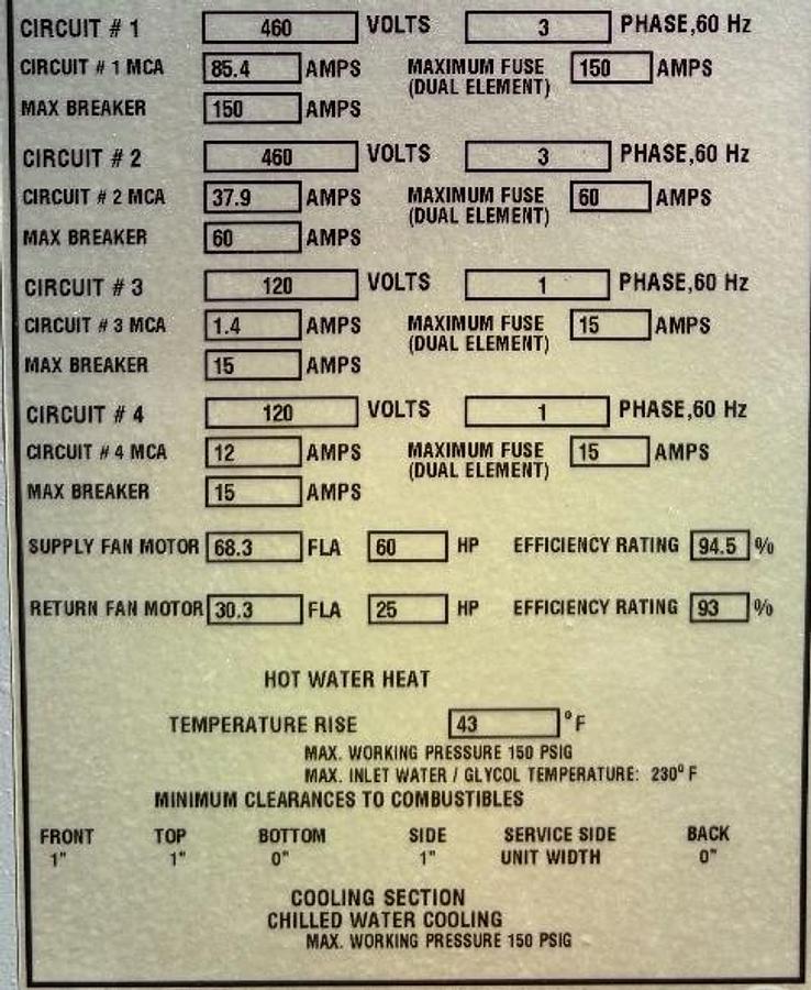 Used Engineered Air 40,000 CFM Air Handling Units – LM46C/C