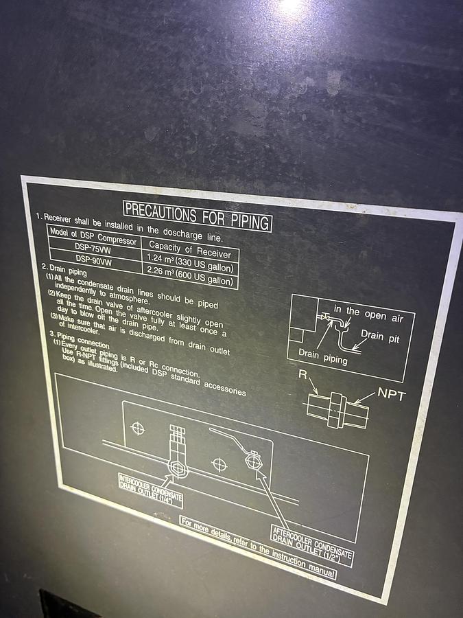 Used Hitachi DSP-90VW6-M Oil-Free Rotary Screw Air Compressor System