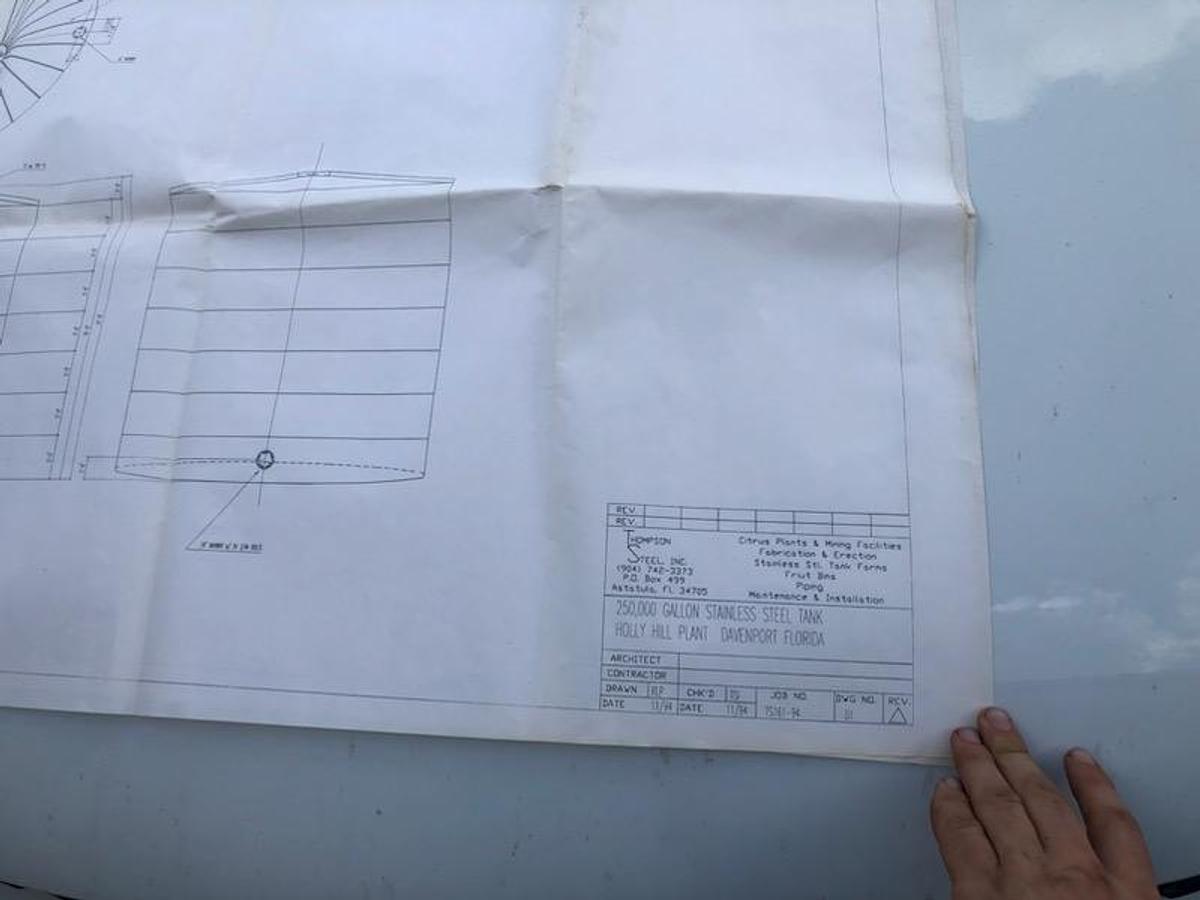 Used 250,000 Gallon Food Grade Stainless Steel Storage Tank (1994)