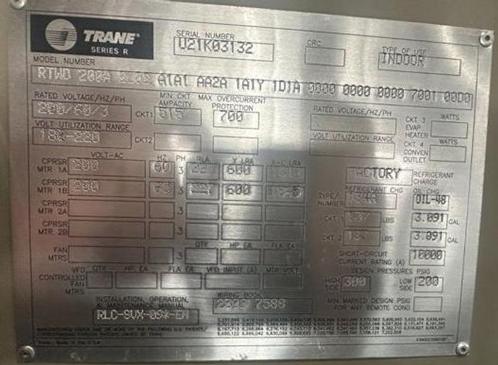Used 200 Ton Trane Series R RTWD 200A Water-Cooled Chiller