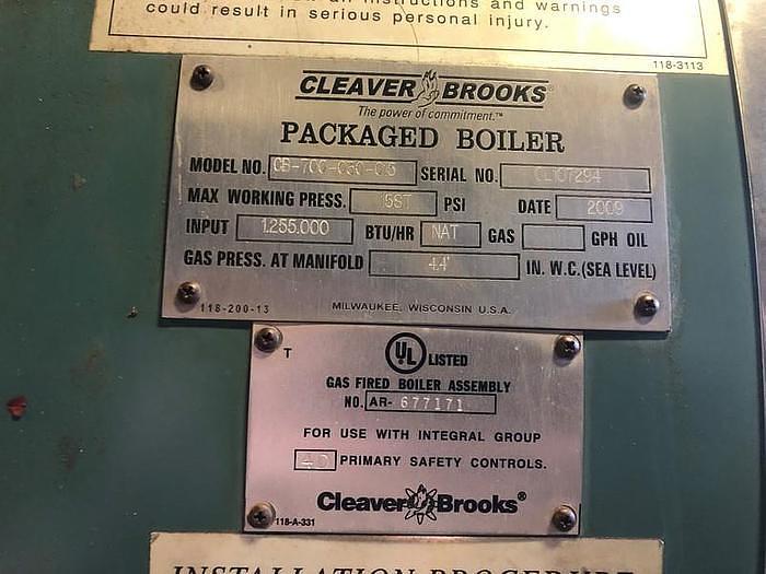 Used 30 HP Cleaver Brooks 15 PSI Steam Boiler 2009 Model CB 700-030-015