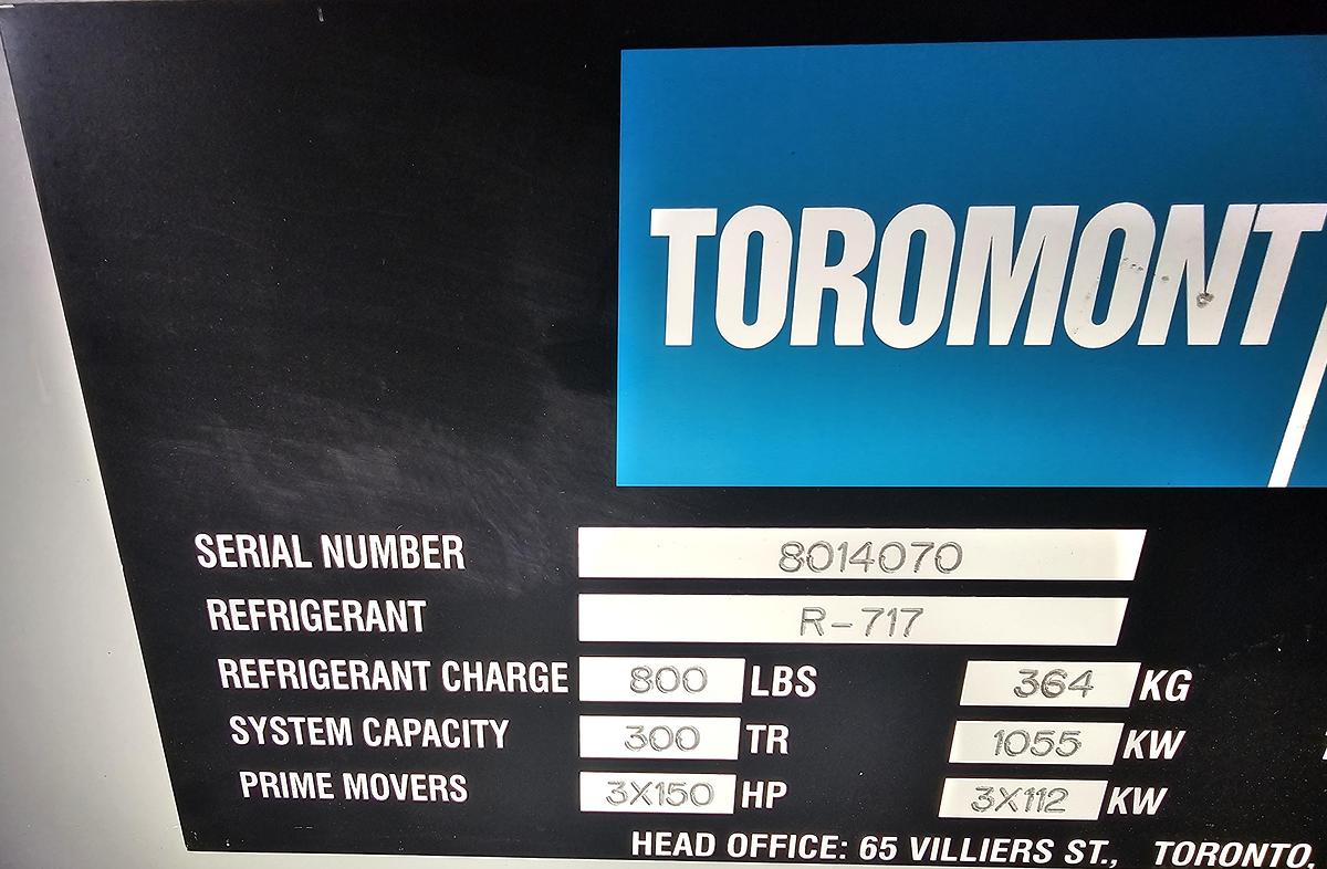 Used Toromont CIMCO Industrial Refrigeration System - 300 Ton Capacity with Heat Exchangers (2010)