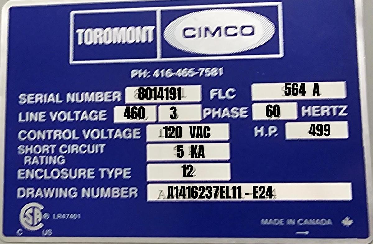 Used Toromont CIMCO Industrial Refrigeration System - 300 Ton Capacity with Heat Exchangers (2010)