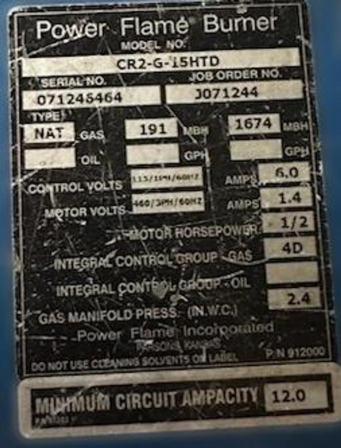 Used 30 HP Hurst Boiler Low-Pressure Steam Boiler – 2012