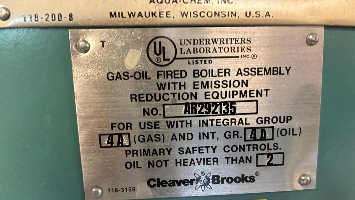 Used 2002 Cleaver Brooks CB 350 HP Steam Boiler – 15 PSI (Recently Serviced)