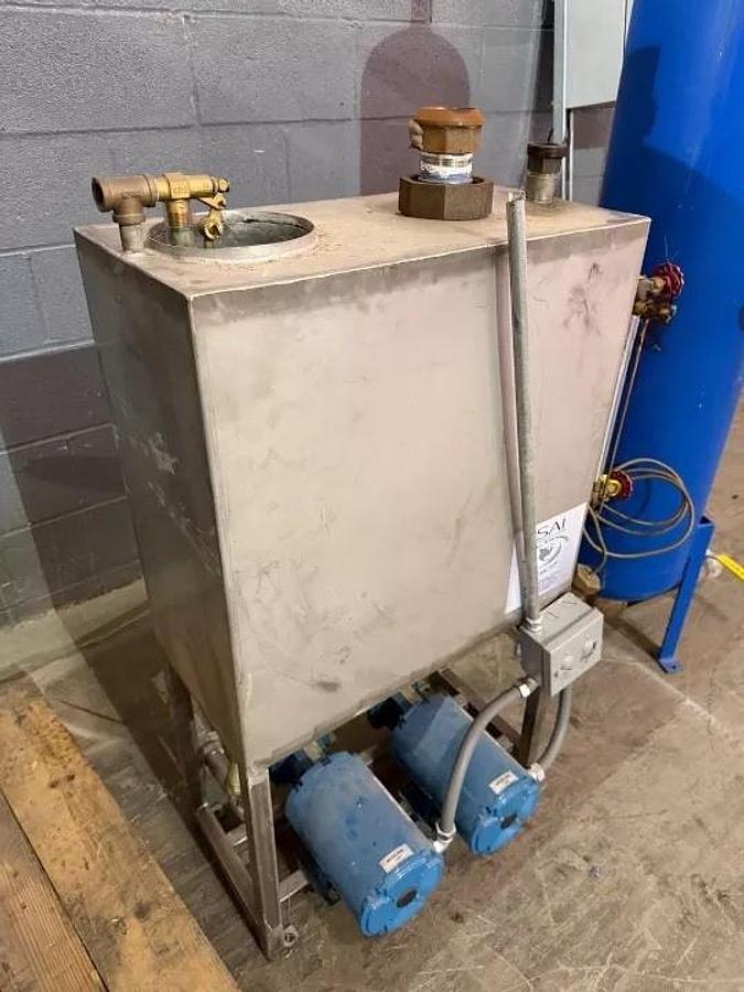 Used Lattner Vertical Natural Gas Steam Boiler System Package with Feed Water Tank Duplex Pumps Surge Tank and Control Panel