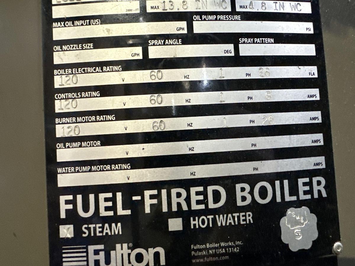 Used Fulton Classic 60 HP ICS-60 Steam/Hot Water Boiler with F-75 Expansion Tank (2022)