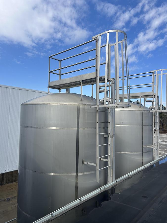 Used DCI Inc. Stainless Steel Storage Tanks Group of 3  6000 & 10000 Gallon Agitated CIP-Ready