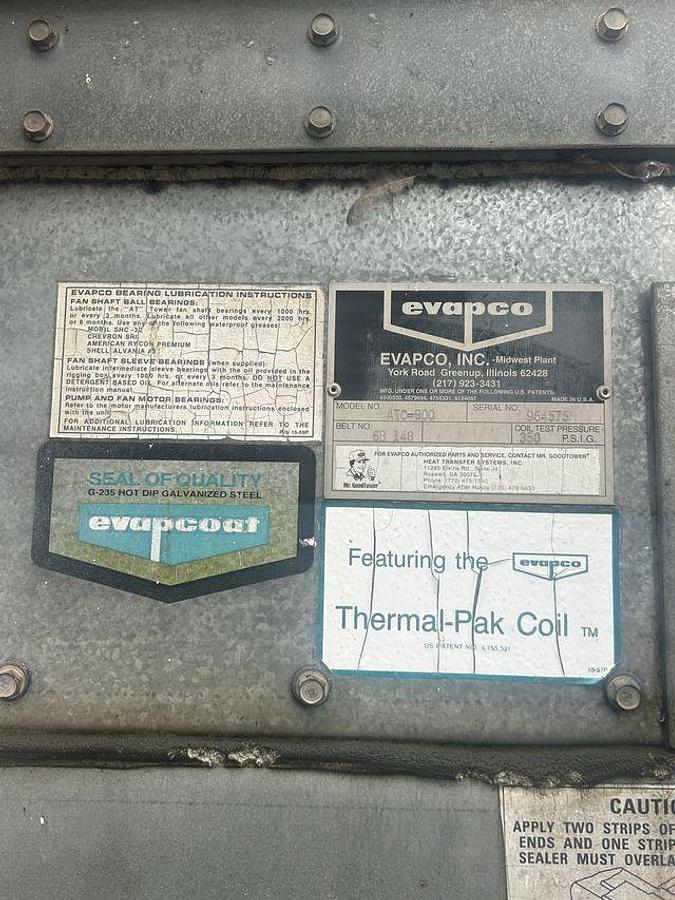 Used Evapco ATC-800 Induced Draft Cooling Tower - Model ATC-800 - Lot of 2 Units