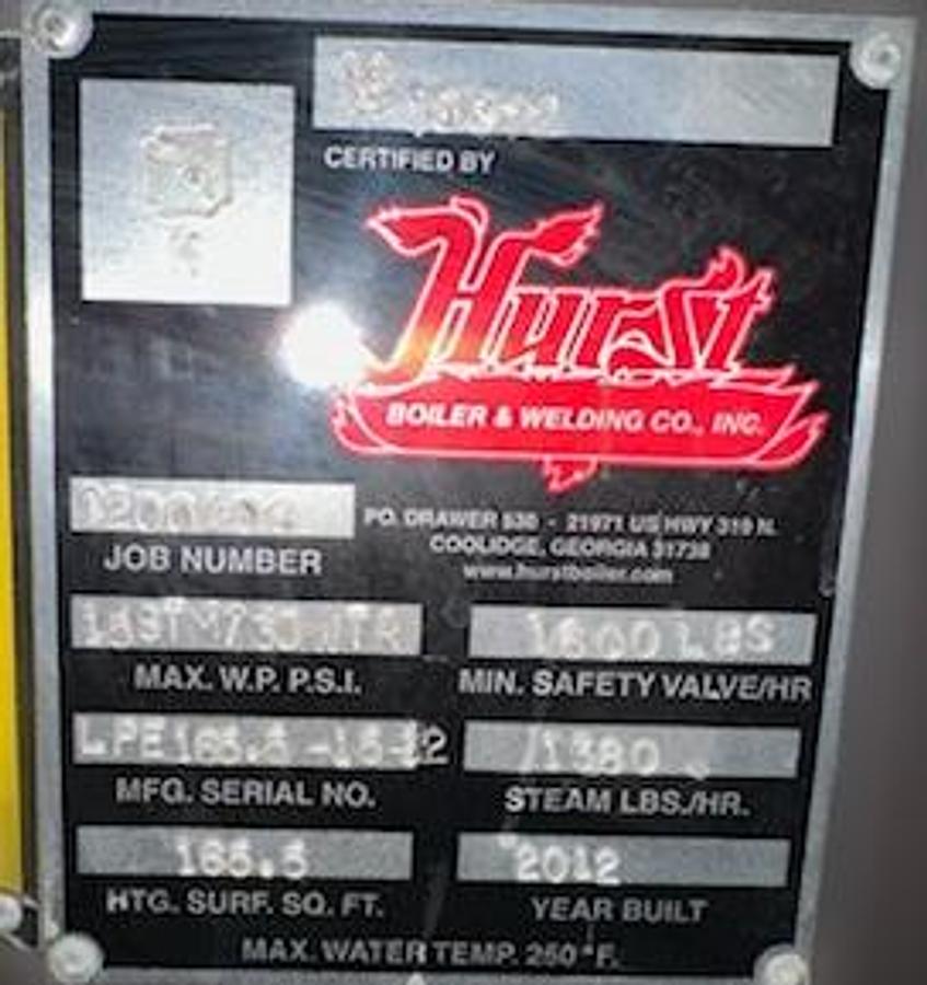 Used 30 HP Hurst Boiler Low-Pressure Steam Boiler – 2012