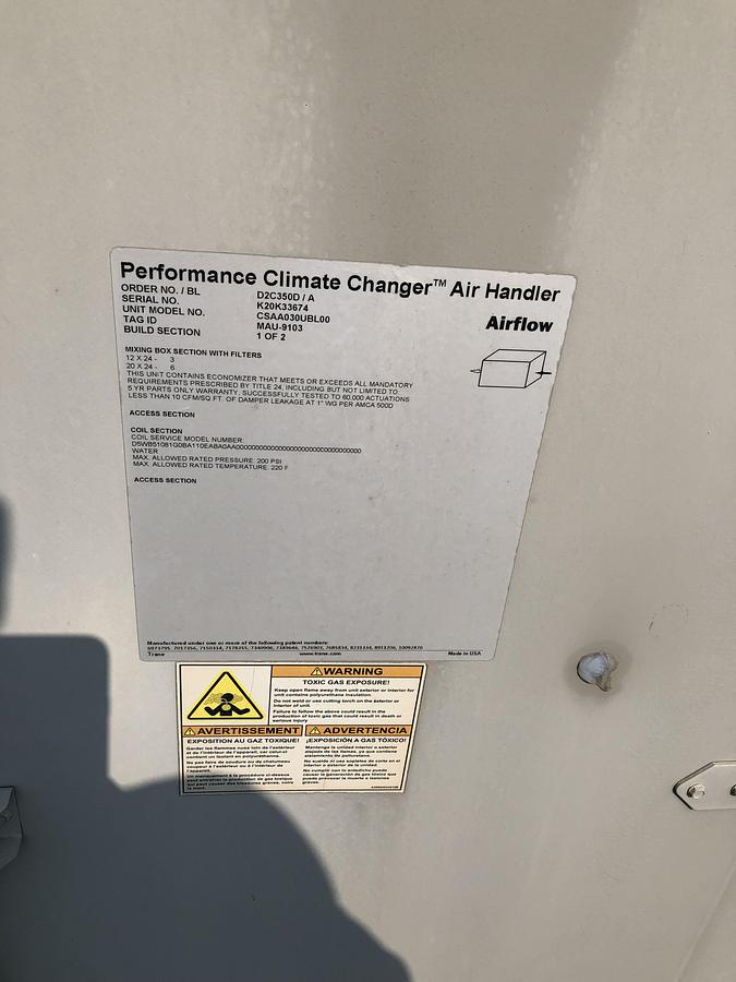 Used Trane Performance Climate Changer Industrial Air Handler CSAA030UBL00 Unit 4