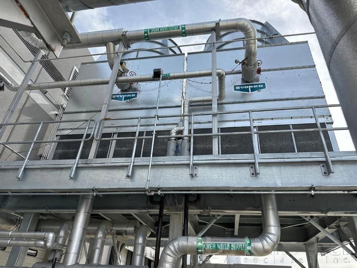 Used Evapco West Model AT 212-4N24 Cooling Tower with Baldor Reliance Super-E Pump Motors S/N 22P124419