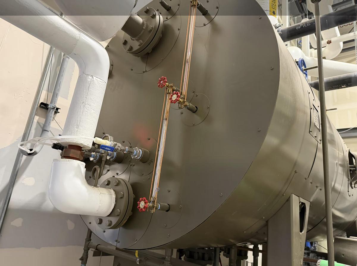 Used Fulton Deaerator Tank System DA 1001 — Shipco Pumps Skid Model 005DA ISTP — Triplex 20 HP Pump Set — Schneider Electric Controls