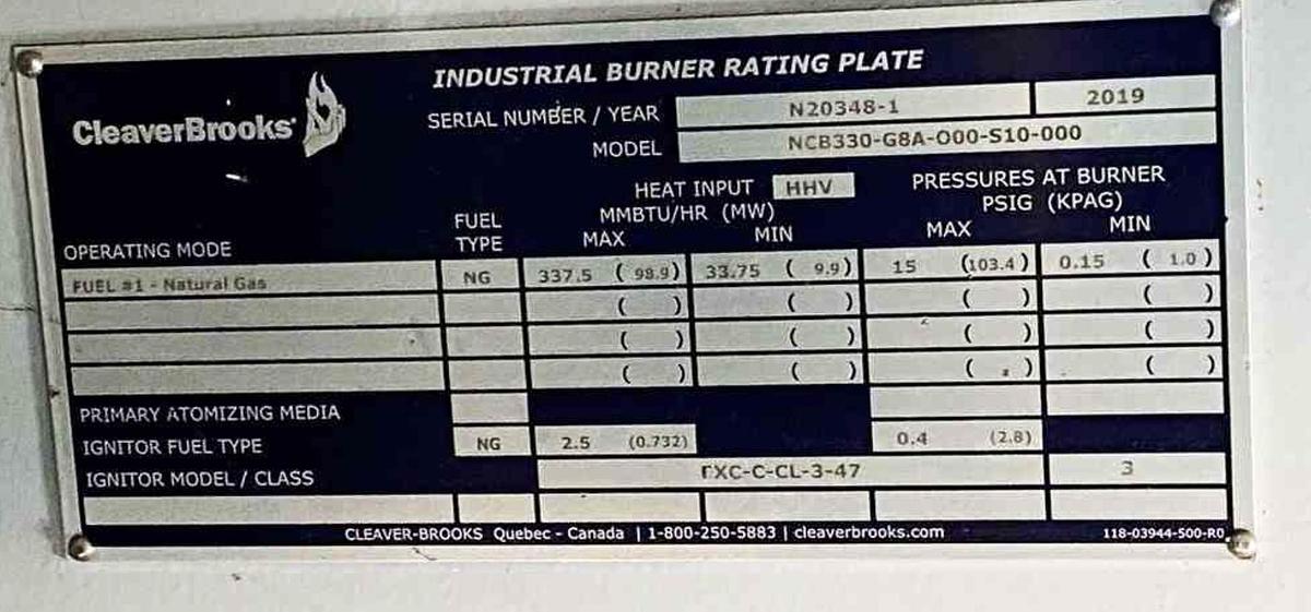 Used 2019 Cleaver Brooks 250000 lbs/hr cleaver brooks watertube boiler