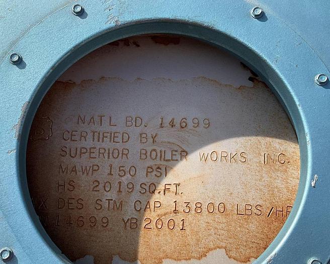 Used 2001 Superior boiler 4-X-2007 400HP Boiler 150 PSI Steam
