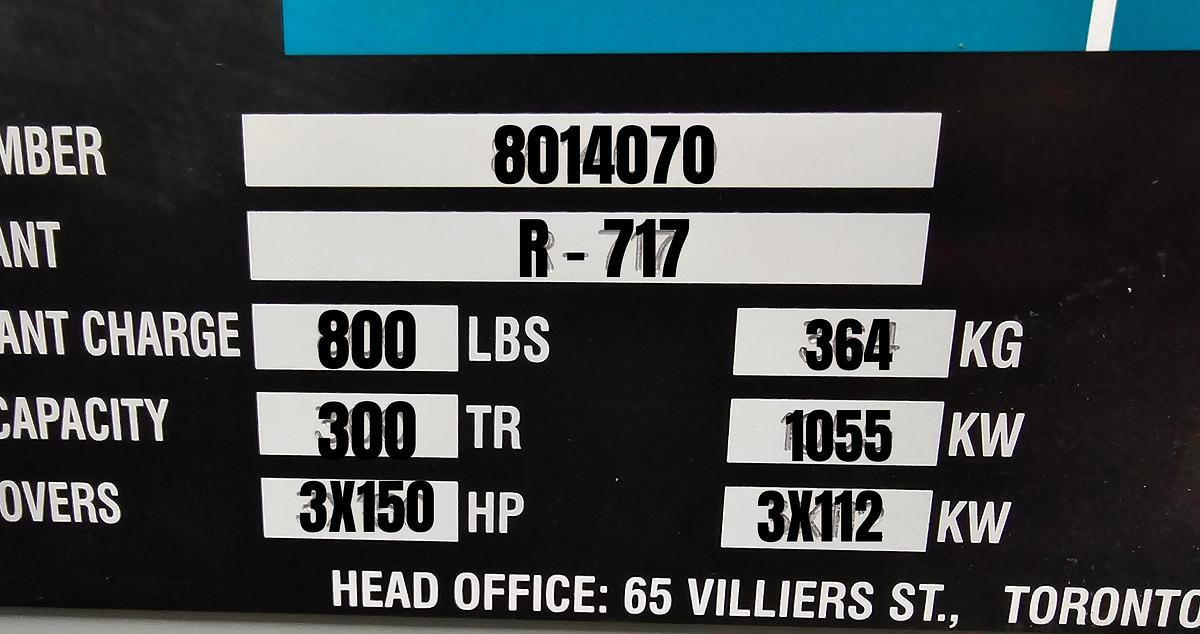 Used Toromont CIMCO Industrial Refrigeration System - 300 Ton Capacity with Heat Exchangers (2010)