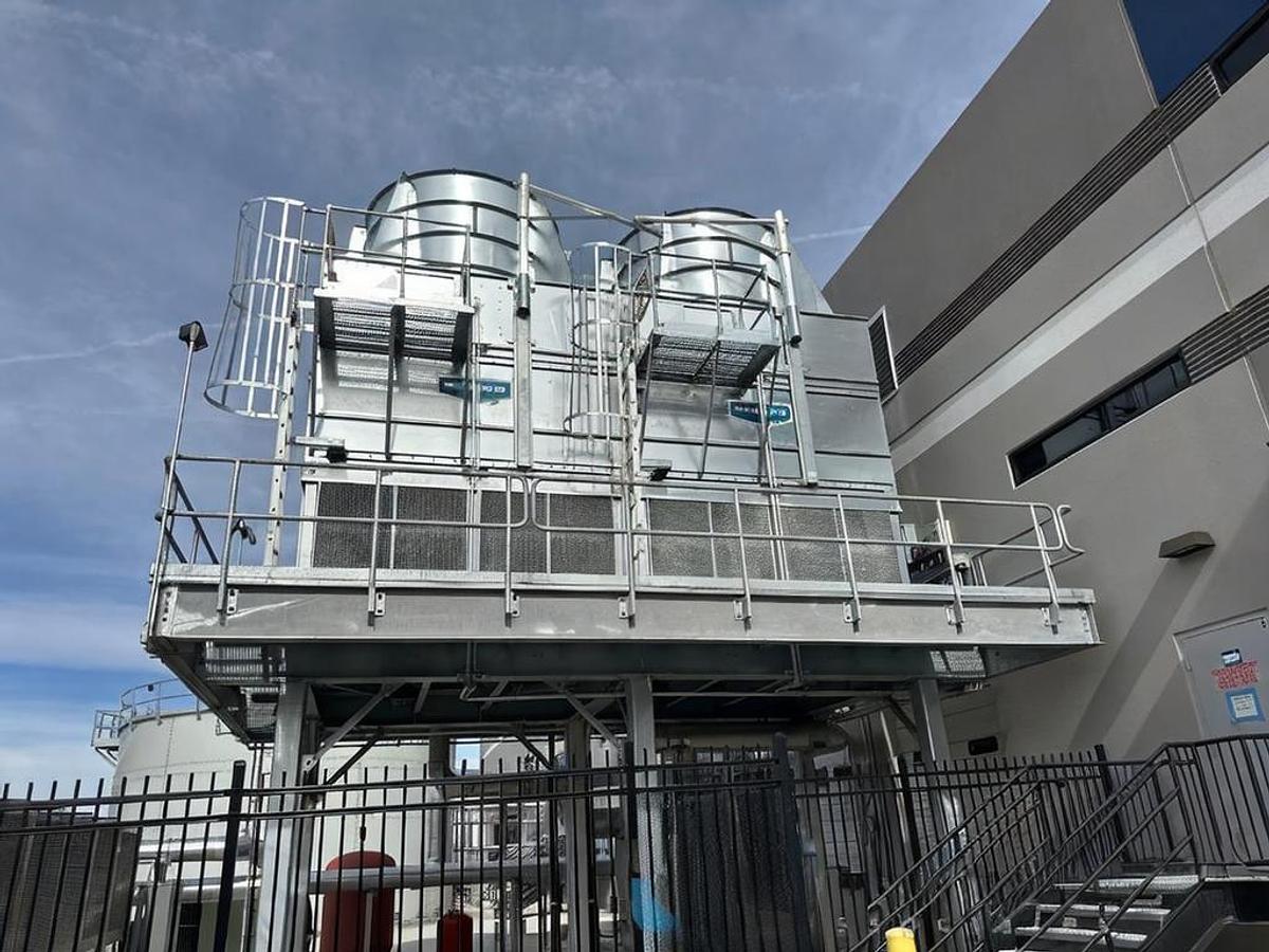 Used Evapco West Model AT 212-4N24 Cooling Tower with Baldor Reliance Super-E Pump Motors S/N 22P124419