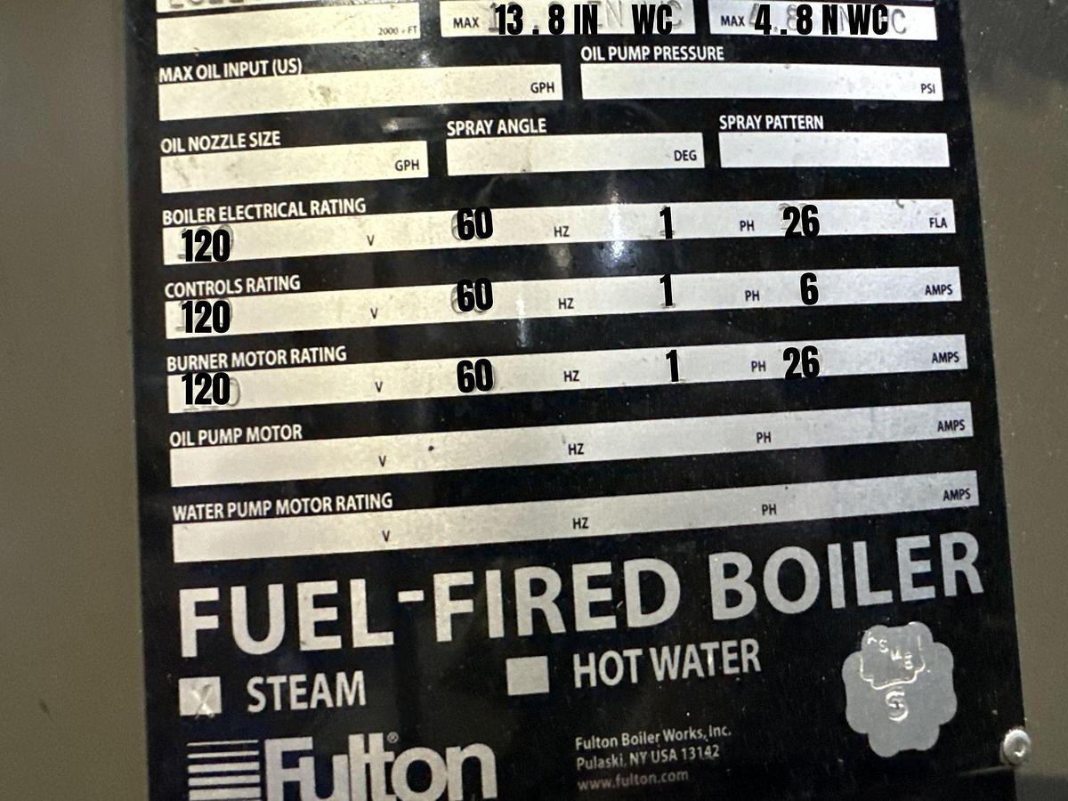 Used Fulton Classic 60 HP ICS-60 Steam/Hot Water Boiler with F-75 Expansion Tank (2022)