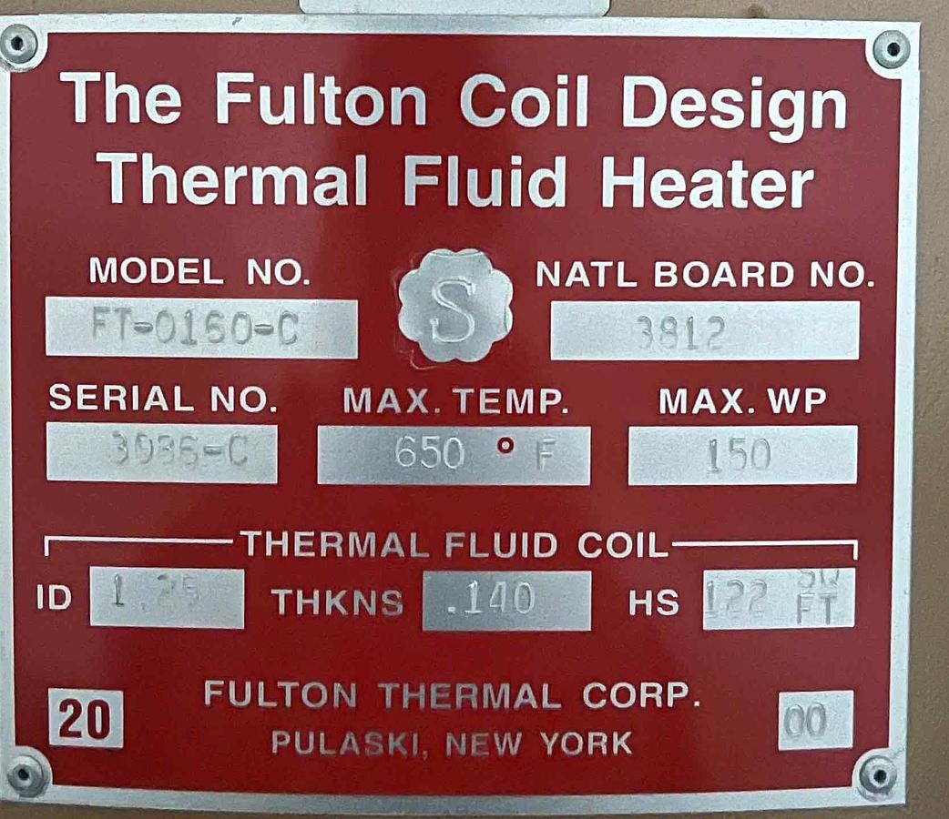 Used Fulton Thermal Fluid Heater – FT-0160-C (Coil Design)