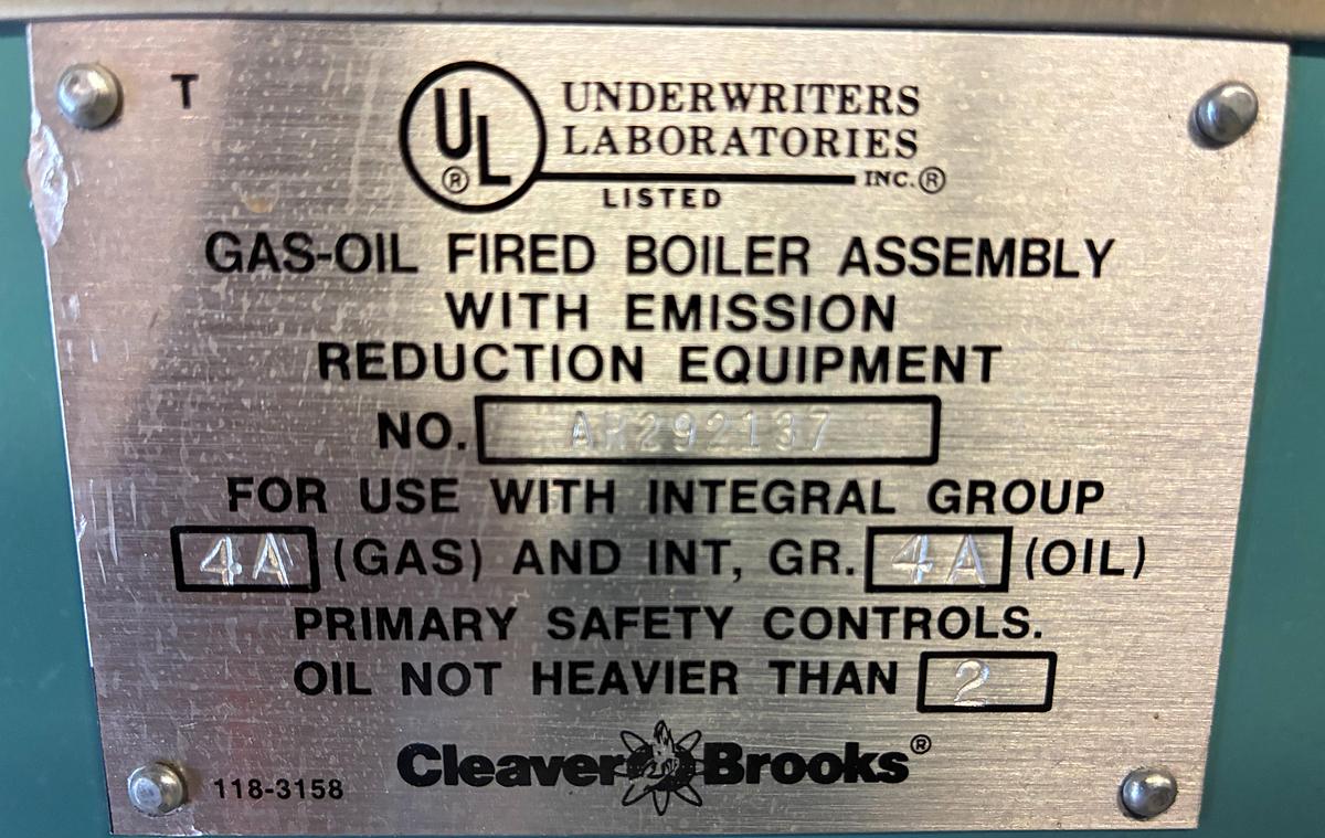 Used 2002 Cleaver Brooks CB 350 HP Steam Boiler – 15 PSI with Advanced Honeywell Controls