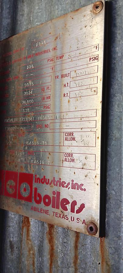 Used ABCO Industries 2,200 HP Industrial Steam Boiler – 76,000 LB/HR (1991)