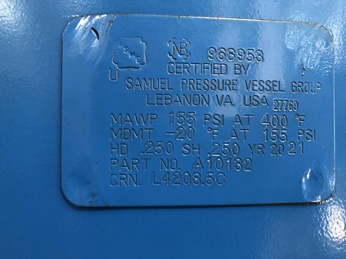 Used Samuel Pressure Vessel Air Receiver Tank AR-8201