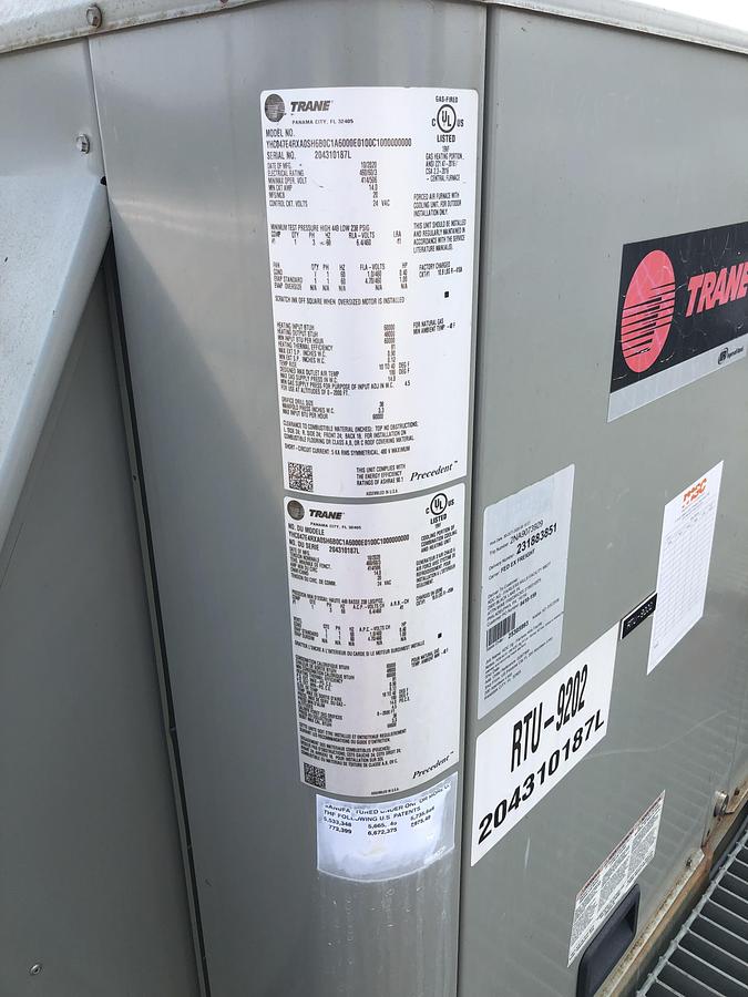 Used Trane Precedent 4-Ton Rooftop HVAC Unit RTU-9202 (2020)