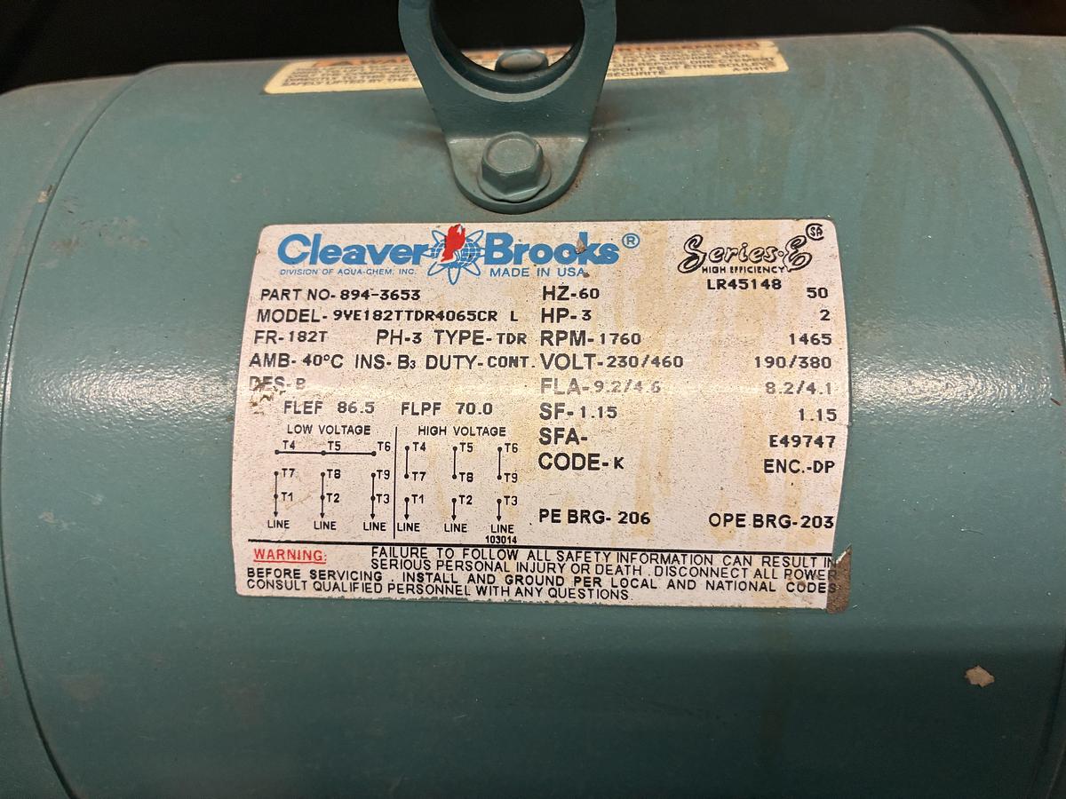 Used 2002 Cleaver Brooks CB 350 HP Steam Boiler – 15 PSI (Recently Serviced)