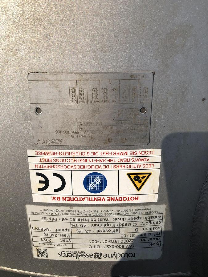 Used Skyplume EF-1 G1-ELLV-30 Exhaust Fan with Vertical Discharge Stack