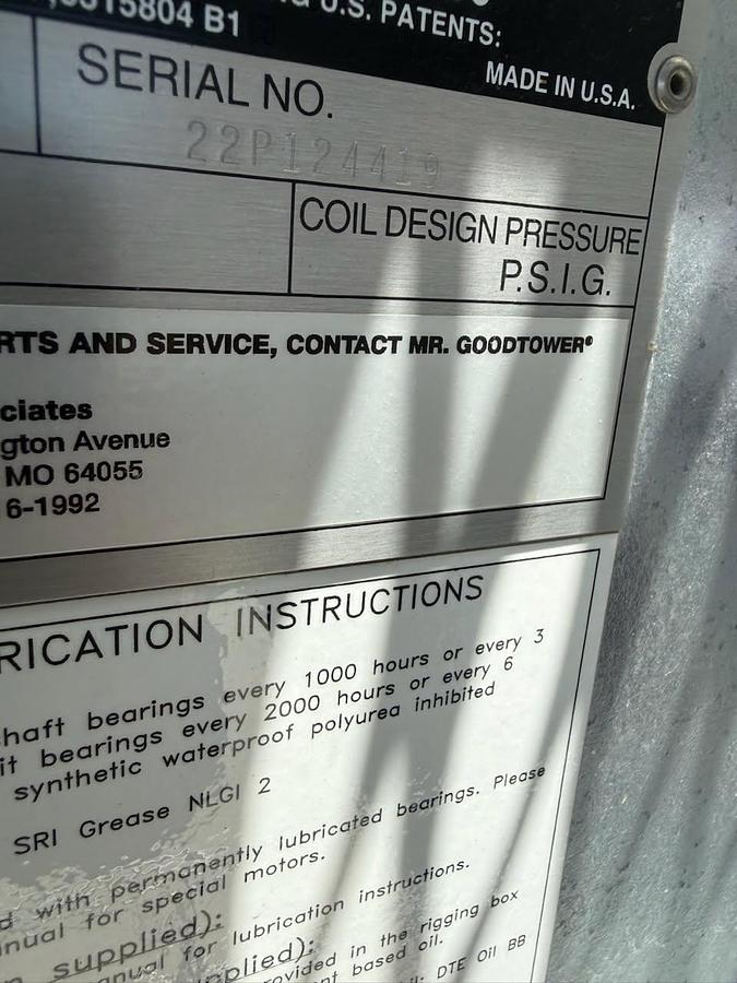 Used Evapco West Model AT 212-4N24 Cooling Tower with Baldor Reliance Super-E Pump Motors S/N 22P124419
