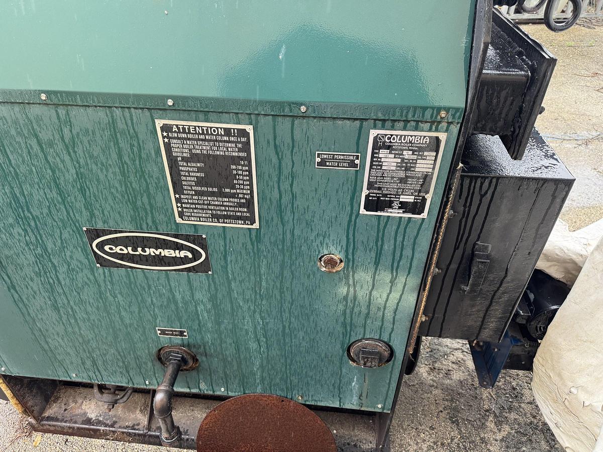 Used Columbia Boiler MPH-40 Horizontal Firebox Steam Boiler 40 HP Low Pressure Natural Gas Power Flame JR30A-13 Burner Built 2018