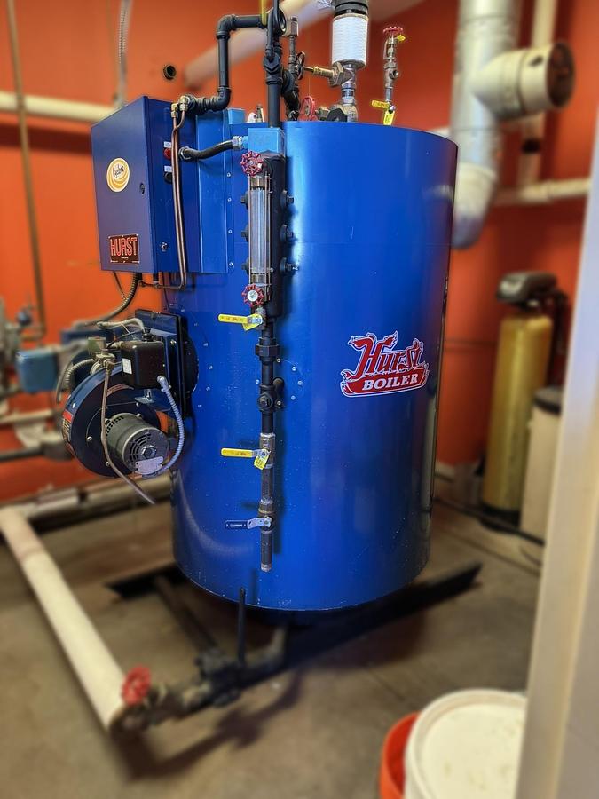Used Hurst 4VT-X-30-150 Vertical Tubeless Steam Boiler 30 HP 150 PSI 1035 lbs/hr 2023