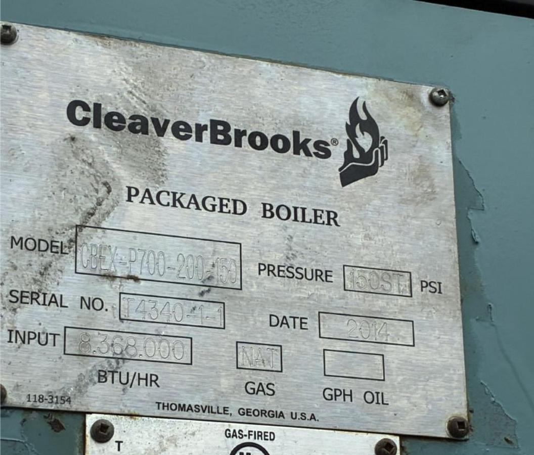 Used Cleaver Brooks 200HP 150PSI CBEX-P700-200-150 Steam Boiler Natural Gas 2014