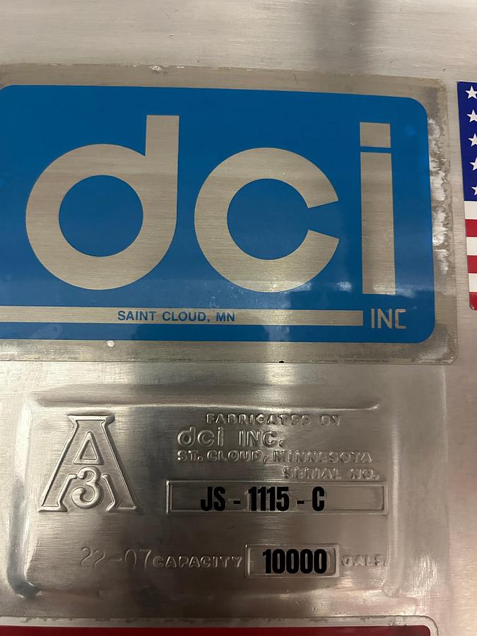 Used DCI Inc. Stainless Steel Storage Tanks Group of 3  6000 & 10000 Gallon Agitated CIP-Ready