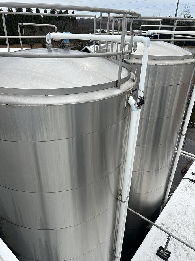 Used Walker Stainless 20,000 Gallon Jacketed Stainless Steel Storage Tanks SA240/T316L R-717 Lot of 4 1997
