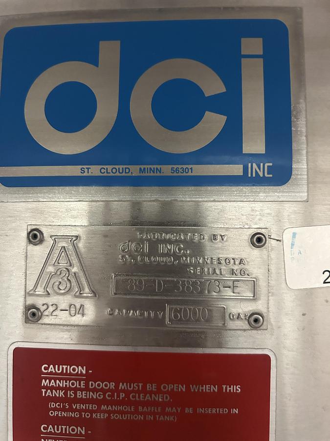 Used DCI Inc. Stainless Steel Storage Tanks Group of 3  6000 & 10000 Gallon Agitated CIP-Ready