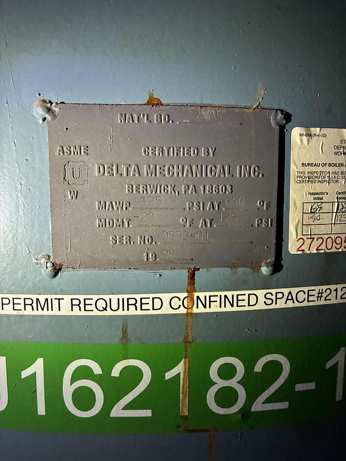 Used Delta Mechanical Compressed Air Tank System – 125 PSI