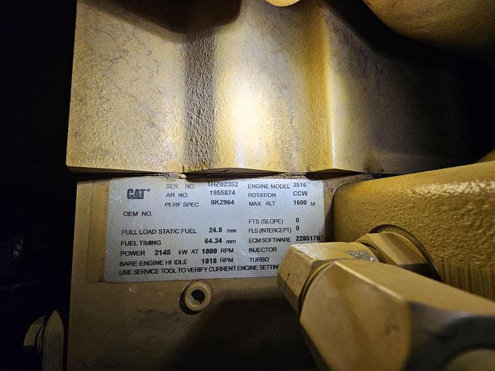 Used Caterpillar 3516 Diesel 2000 KW Standby Generator Set